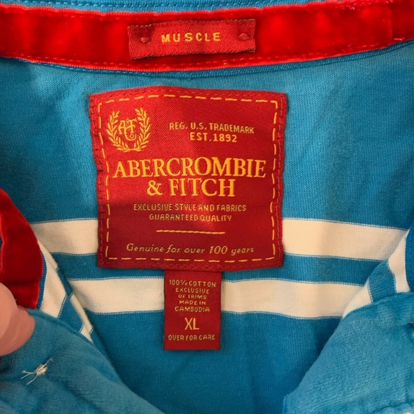 Vintage Abercrombie & Fitch Men’s Rugby Shirt, Muscle Fit, Polo Collar; Size XL - Picture 9 of 10